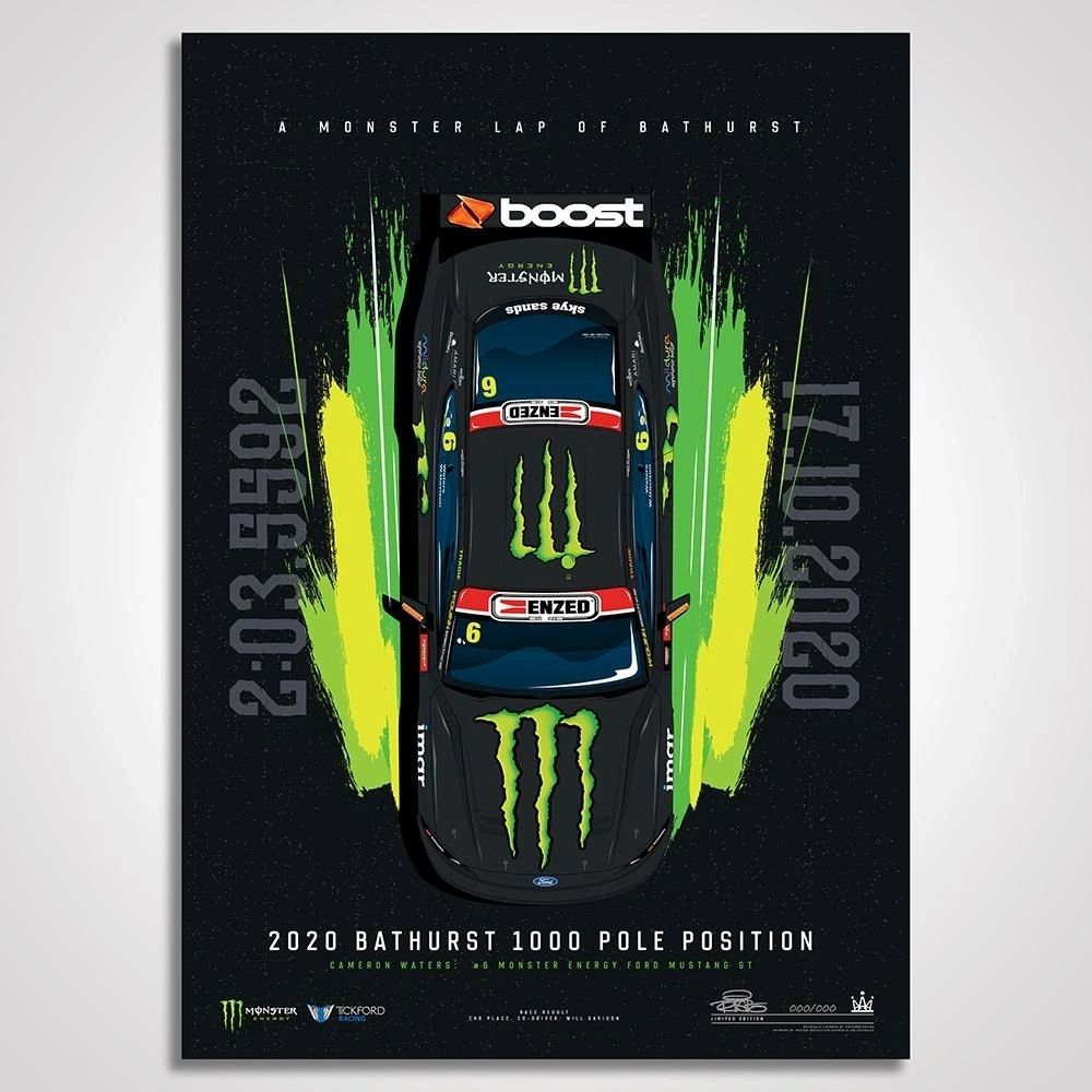 A MONSTER LAP OF BATHURST: CAMERON WATERS 2020 BATHURST 1000 POLE LIMITED EDITION ILLUSTRATED PRINT