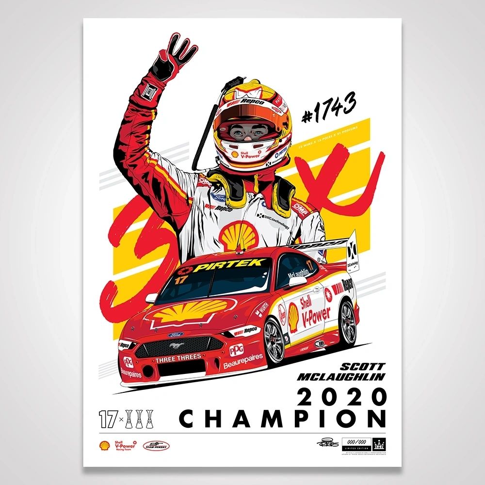 Shell V-Power Racing Team ‘Scott McLaughlin 2020 Champion’ Illustrated Print Standard Edition